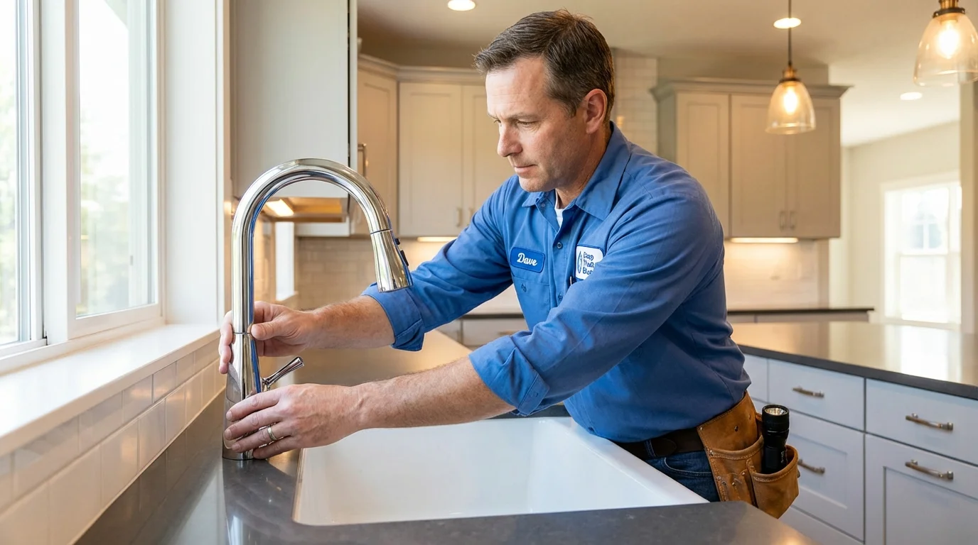 Kitchen faucet installation by Johns Plumbing LLC in West Paris