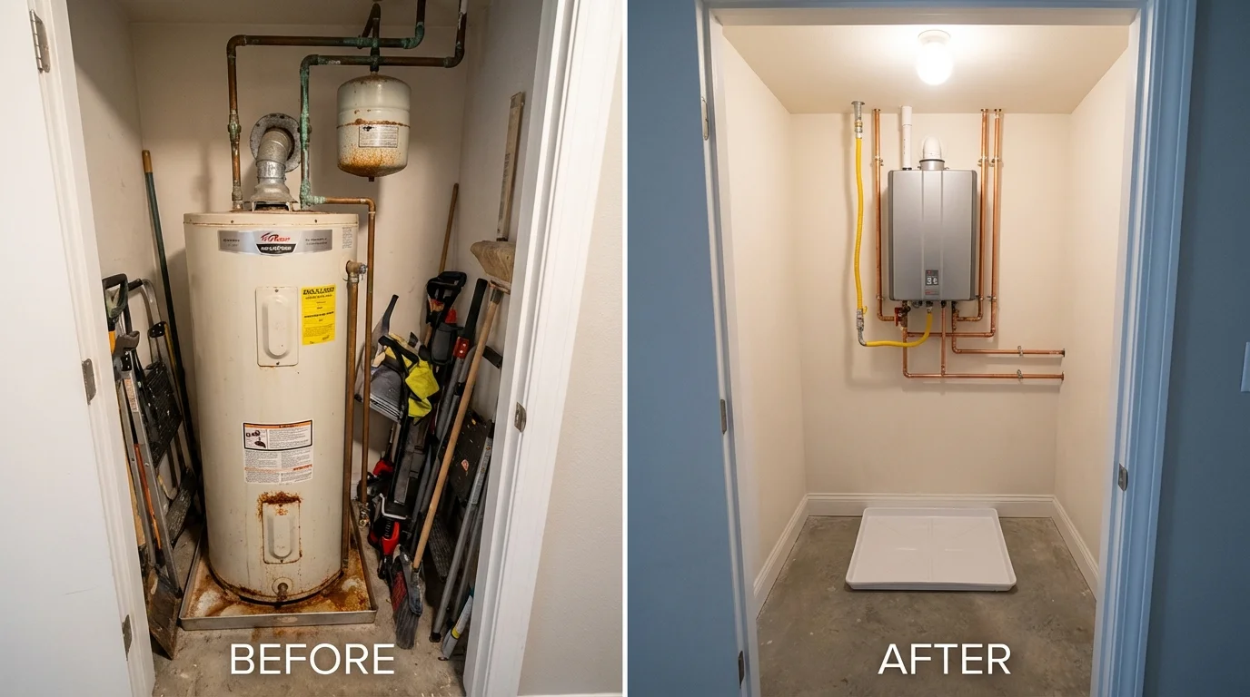 Tank water heater versus wall-mounted tankless unit comparison for West Paris, ME homeowners