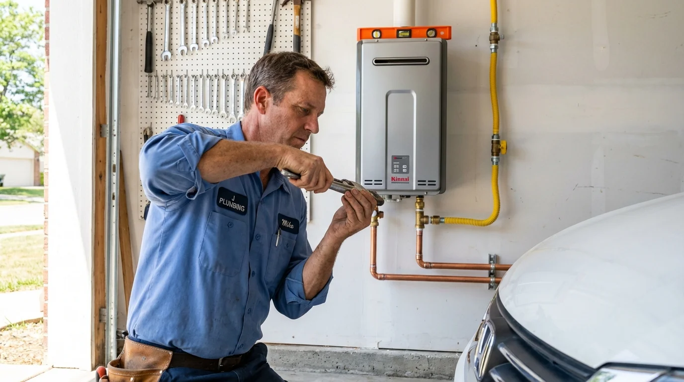 Tankless water heater installation by a Johns Plumbing LLC plumber in West Paris